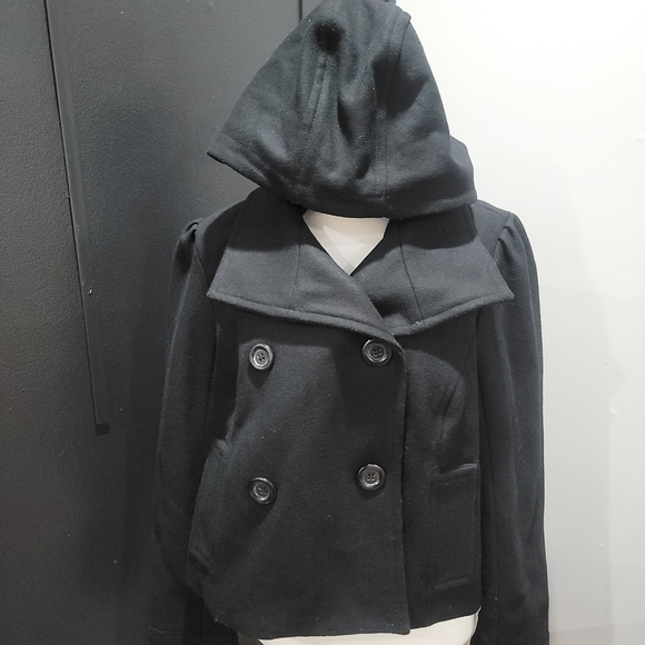 Old Navy Jackets & Blazers - OLD NAVY Women's Black Hooded Peacoat L